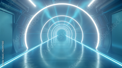 Futuristic Glowing Tunnel with Neon Lights