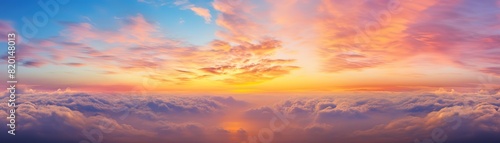Sunset view with clouds background wide background © Alice
