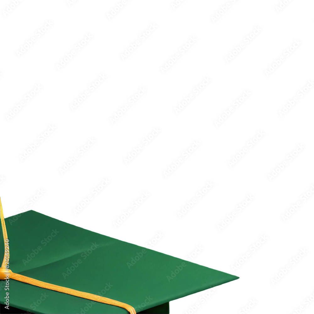 Green graduation cap and diploma hat Green graduation cap and diploma hat