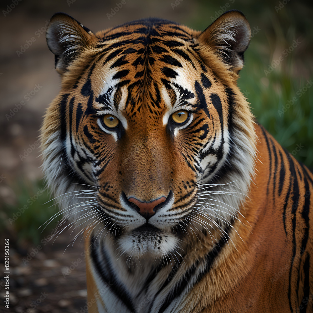 Fototapeta premium Colorful tiger paint on a black background. Created with generative AI.