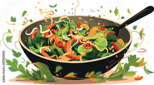 Illustration of a bowl of salad with fresh vegetables and greens.