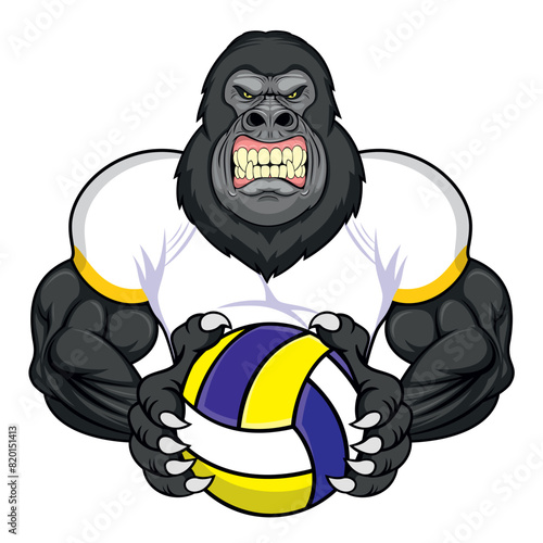 volleyball mascot gorilla vector illustration design