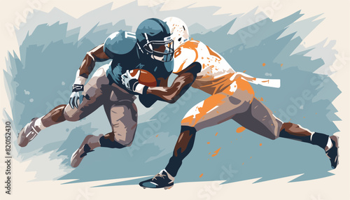 American football player in action. Vector illustration of an american football player.