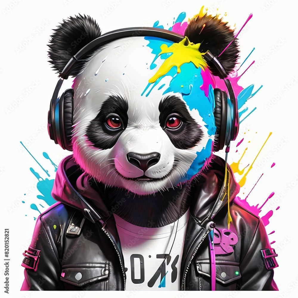 Illustration of a cute animal with a colorful splash concept that is suitable for t-shirt designs. Clothing Design. Streetwear Design. Logo Animal Illustration of a cute animal with a colorful splash concept that is suitable for t-shirt designs. Clothing Design. Streetwear Design. Logo Animal