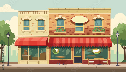 Restaurant or cafe facade in flat style. Vector illustration.