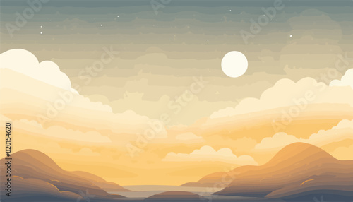Seamless background with mountains and sunset. Vector illustration. Eps 10