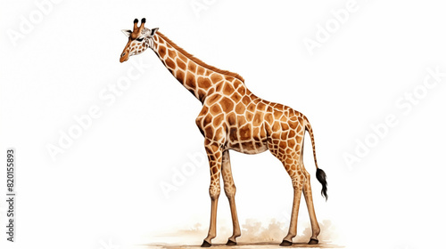 water color full body giraffe on white background