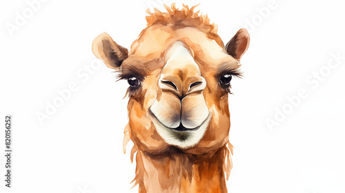 water color camel face illustration on white background photo