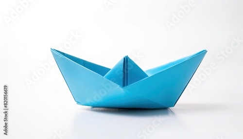 aquatic water transportation concept paper origami isolated on white background of a boat, with copy space, simple starter craft for kids