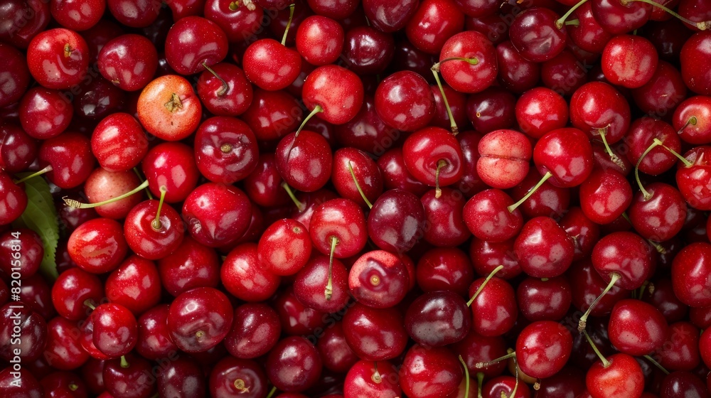 Fresh Assortment of Cherries from Top View: A Natural Delight Fresh Assortment of Cherries from Top View: A Natural Delight