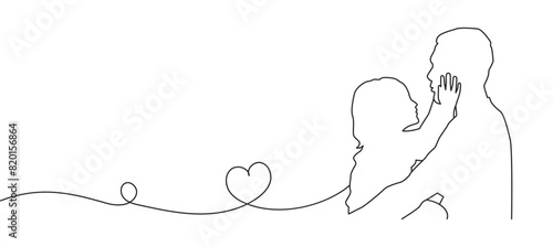 Happy Father's Day. Illustration vector of father and son for father's day. Father and little kid line art vector illustration eps 10