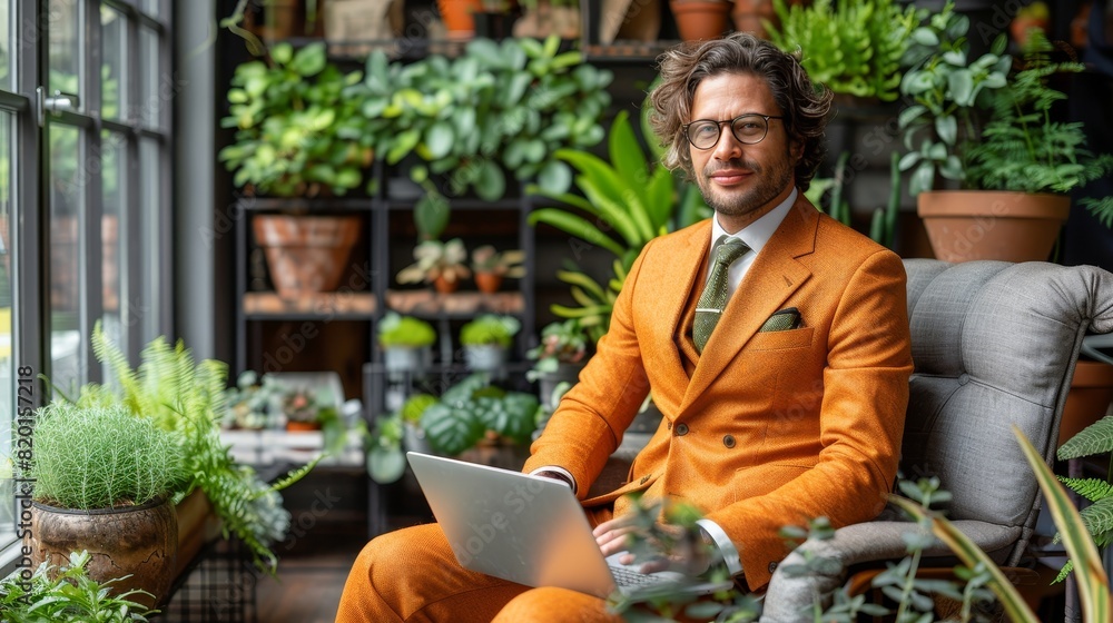 Disabled Afro businessman working on a laptop. Bright colors. Disabled Afro businessman working on a laptop. Bright colors.