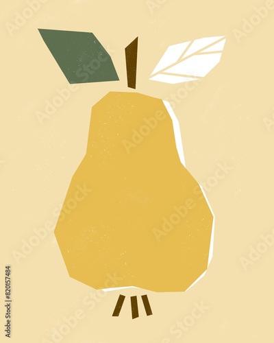 Big pear in retro colors for kids photo