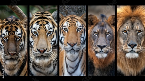Different shots showing big cats in their natural habitat