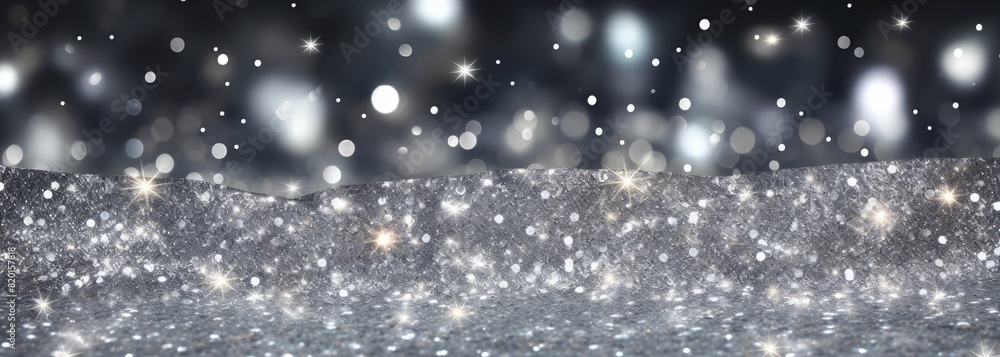 Obraz premium Sparkling Silver Glitter Background with Bokeh.