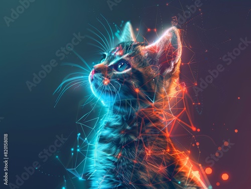 Abstract Technology Future  A Portrait of a Cute Little Cat