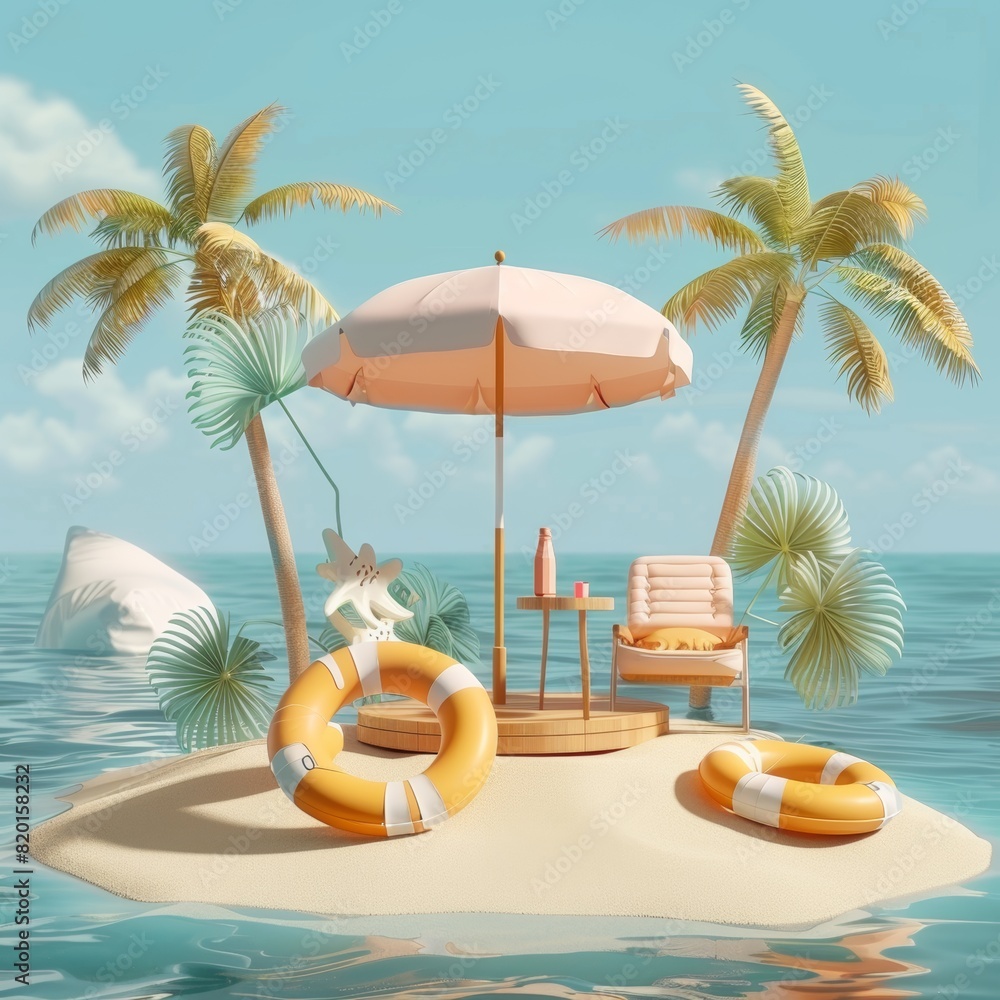Obraz premium Serene Summer Vacation at the Abstract Beach