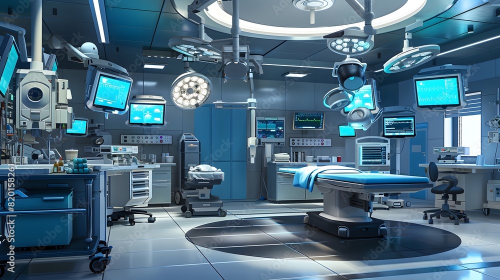 Cutting Edge Surgical Suite, High-Tech Medical Equipment in Modern Hospital Operating Room Cutting Edge Surgical Suite, High-Tech Medical Equipment in Modern Hospital Operating Room