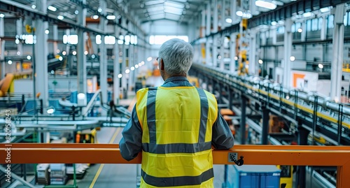 Portrait serious male worker in hard-hat in factory