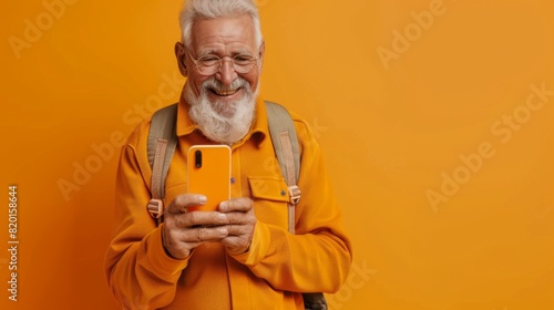 Smiling Senior Man with Smartphone