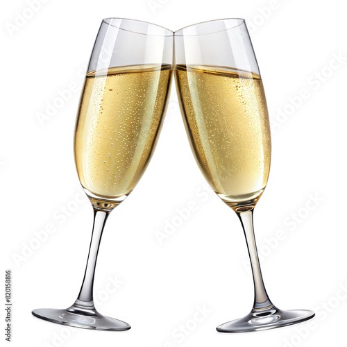 Obraz na płótnie Two Champagne Glasses Clinking for Celebration at a Party at Night w salonie
