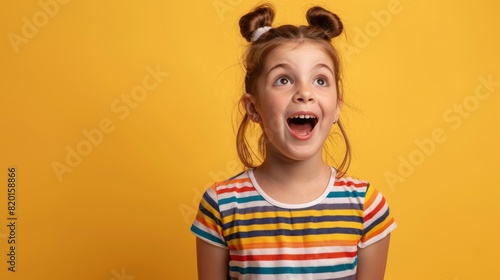Joyful Child with Colorful Stripes photo