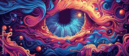 Psychedelic Eye A Vibrant D Cartoon of Swirling Patterns and Trippy Design