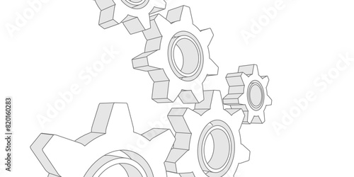 Rotating gears. Engineering industry. Technology Banner. Vector illustration.