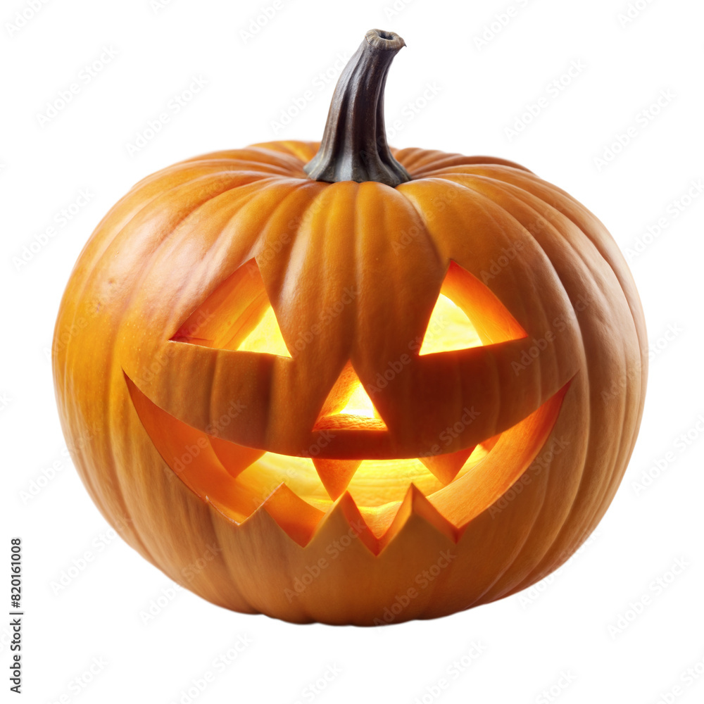 Glowing Jack-O-Lantern With Happy Face on Transparent Background at Dusk Glowing Jack-O-Lantern With Happy Face on Transparent Background at Dusk