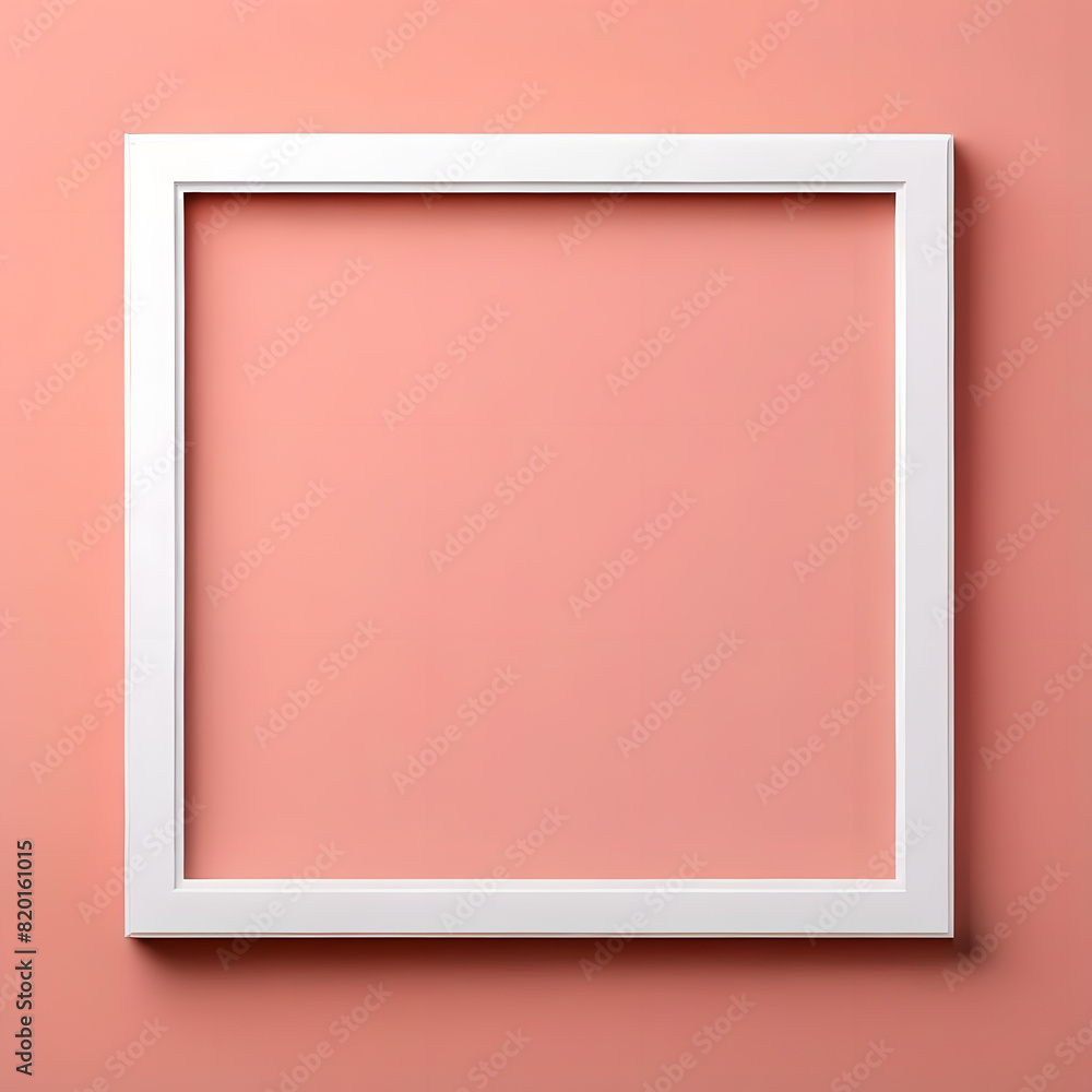 Fototapeta premium White frame on pink wall background, 3d rendering. Computer digital drawing.