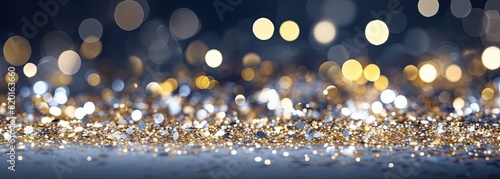 A dreamy scene of sparkling glitter with bokeh lights and star shapes, creating a magical and festive atmosphere..