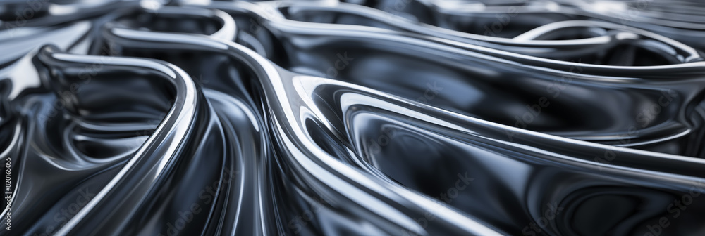 Smooth, reflective metallic waves creating a fluid, dynamic surface. Intertwining curves and high gloss finish give a sense of movement and modernity. Smooth, reflective metallic waves creating a fluid, dynamic surface. Intertwining curves and high gloss finish give a sense of movement and modernity.