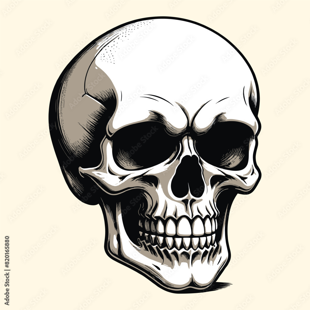 Obraz premium Hand Drawn Skull Illustration Mascot Engraved Style