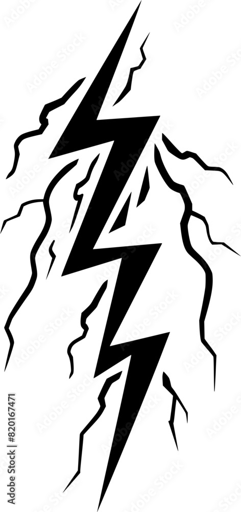 Lightning black vector icon on a transparent background. Lightning black vector icon on a transparent background.