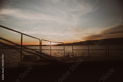 water displaced by a moving boat in the sea