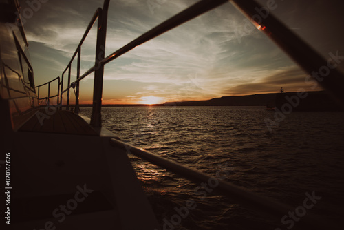 water displaced by a moving boat in the sea