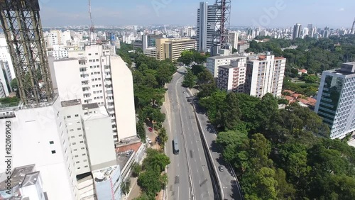 Avenue in the city of São Paulo with little vehicle traffic during the covid 19 pandemic photo