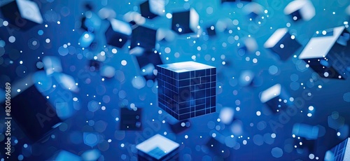 The future of data storage depicted in blue cubic forms.