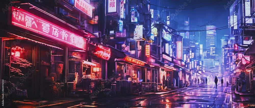 Neon-lit cityscape at night with cars driving on a wet street, reflecting colorful lights from towering buildings and billboards. Neon-lit cityscape at night with cars driving on a wet street, reflecting colorful lights from towering buildings and billboards.