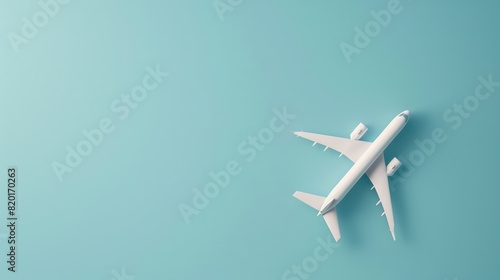 A simple, minimalist design depicts an airplane from above against a solid blue backdrop, implying travel and freedom © Matthew
