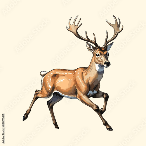 Reindeer Watercolor Painting Style Deer Illustration