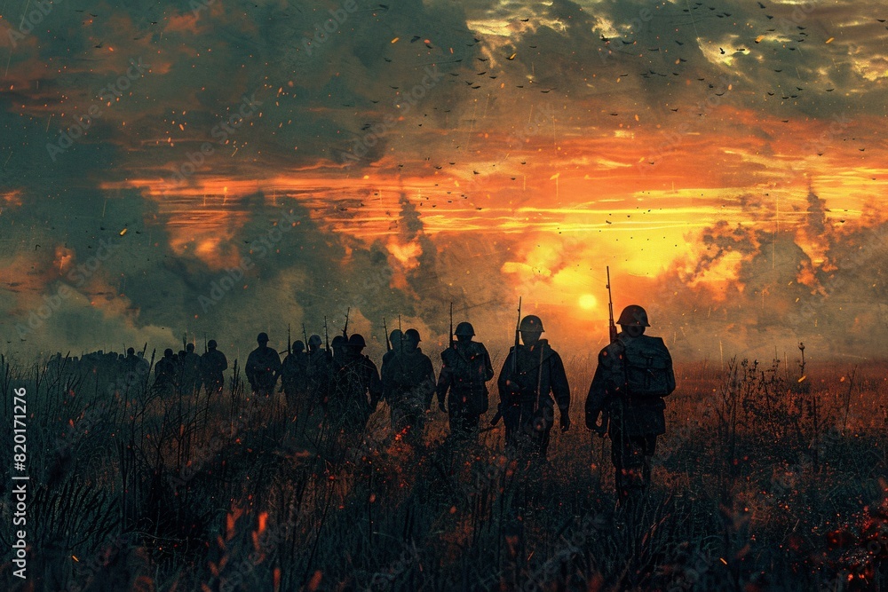 Fototapeta premium Illustrations of Soldier War Portraits
