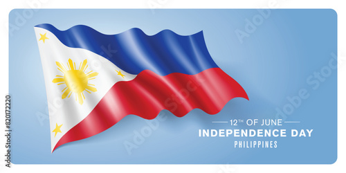 Philippines independence day vector banner, greeting card.