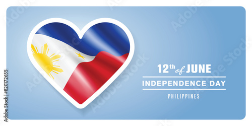 Philippines happy independence day greeting card, banner vector illustration