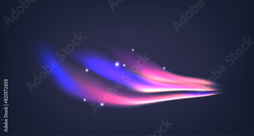Northern Lights, Flowing Blue And Pink Glow Adorned With Twinkling Stars. Natural Aurora Borealis, Astronomy Phenomena