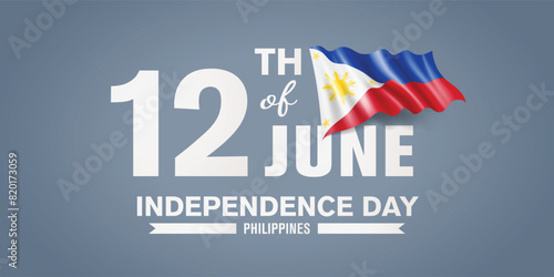 Philippines happy independence day greeting card, banner with template text vector illustration