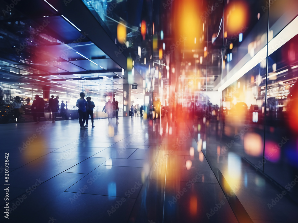 Market mall ambiance softly blurred with decorative lights Market mall ambiance softly blurred with decorative lights