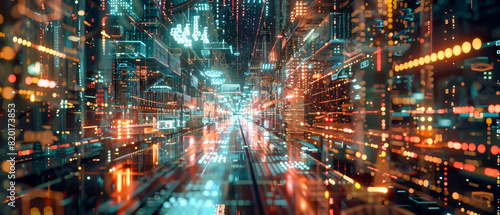 Wallpaper Mural A cityscape with a lot of lights and a lot of buildings Torontodigital.ca