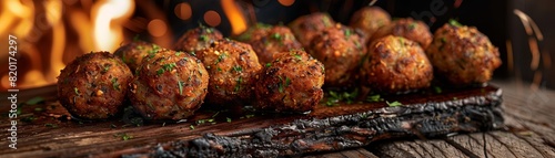 Alligator meatballs, mixed with spices and fried, served in a Louisiana bayou shack