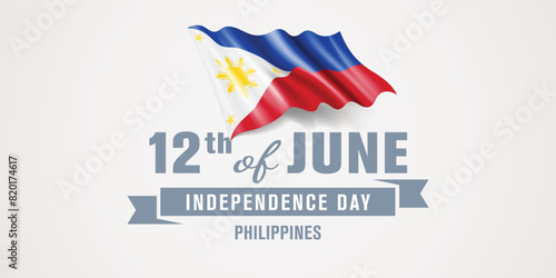 Philippines happy independence day greeting card, banner vector illustration